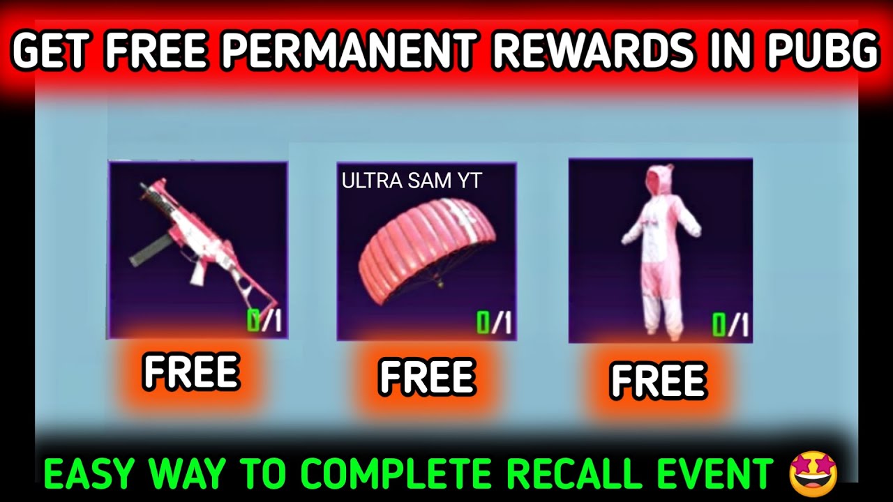 GET FREE PERMANENT OUTFIT,GUN SKIN & PARACHUTE IN PUBG MOBILE 🔥 HOW TO COMPLETE RECALL EVENT IN PUBG