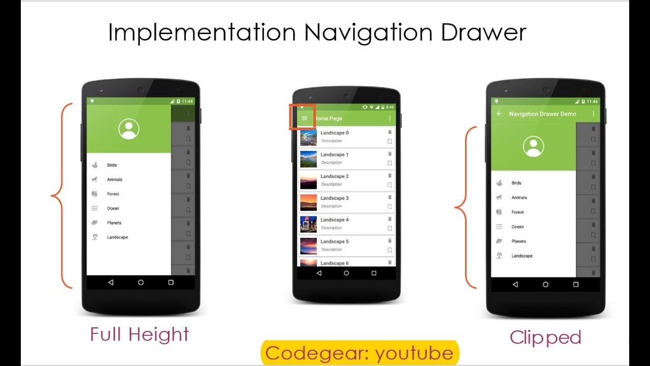 How to implement Navigation Drawer in android || full tutorial with note and ppt
