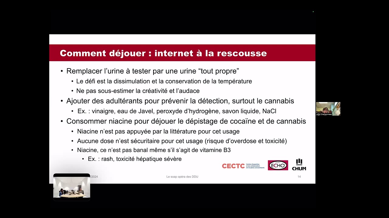 Amour, infidélité et trahison: le soap opéra des dépistages urinaires des drogues (DDU)