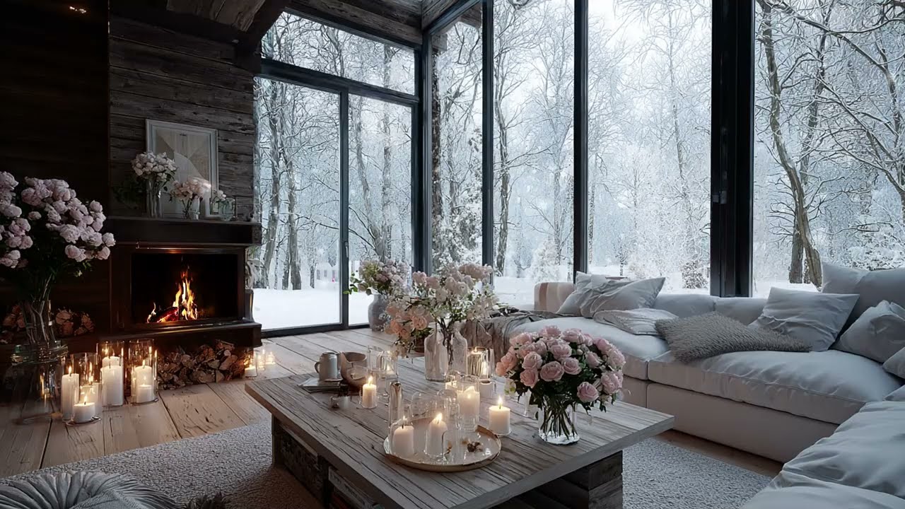 Cozy Snowy Night Piano With Crackling Fire For Deep Relaxation And Better Sleep