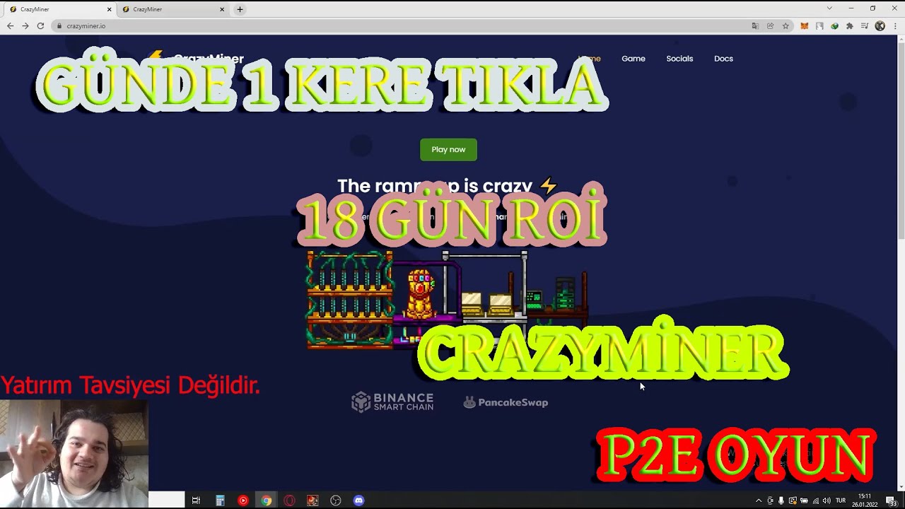 G&Uuml;NDE 1 KERE TIKLAMAN YETERLİ - 18 G&Uuml;N ROİ - CRAZYMİNER P2E NFT OYUN