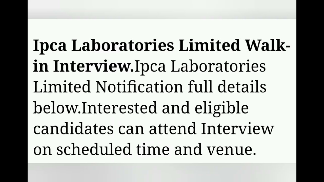 Ipca Laboratories Ltd walk in 1st march 2025 freshers & Experience BSC ,MSc, Bpharm ,Mpharm......