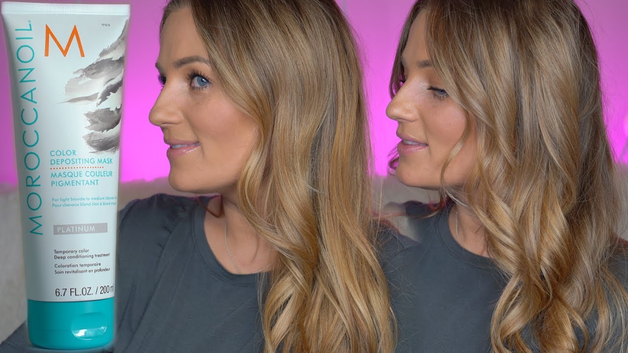 Маска для волос MoroccanOil Color Depositing до и после