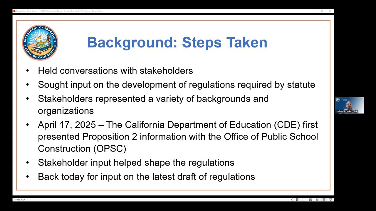 October 9, 2025 Office of Public School Construction Stakeholder Meeting #17