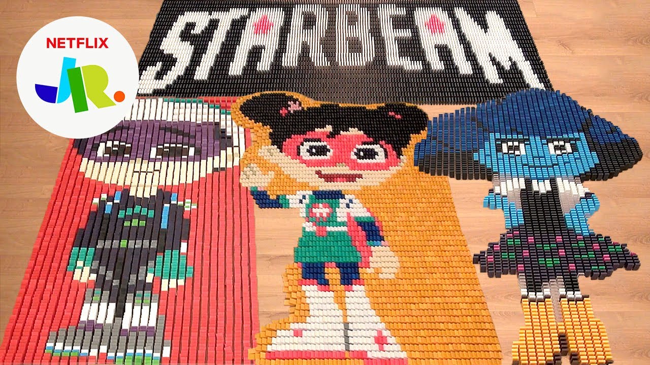 45,000 Falling StarBeam Dominoes 🤩 Domino Screenlink | Netflix Jr