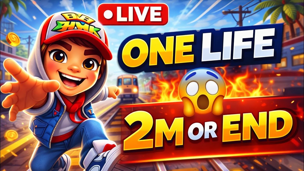 ONE LIFE Only 😱 2M Score OR Stream Ends! | Subway Surfers LIVE