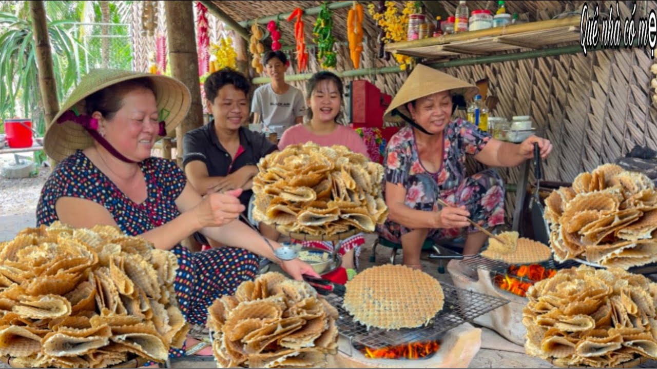 Bánh Kẹp Cuốn Xếp Trứng Gà Mè Đen | Hương Vị Bánh Quê Ngày Tết || Country cake on Tet holiday