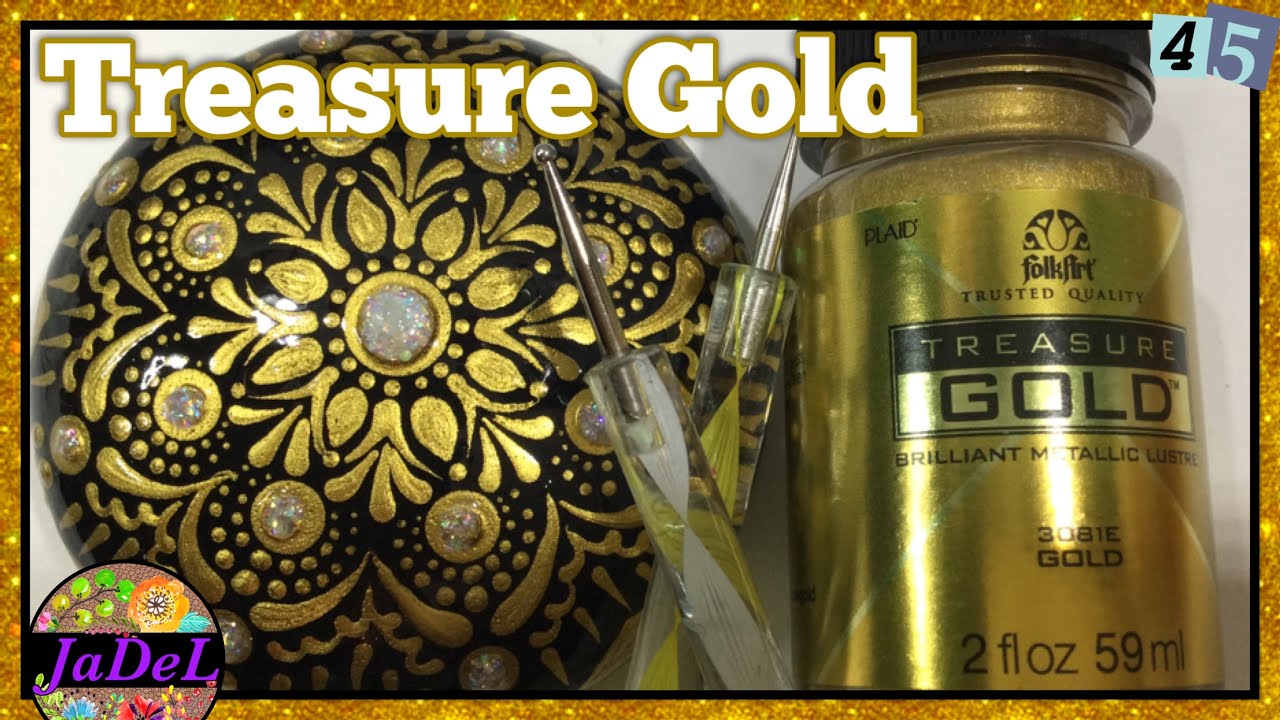 Gold Mandala | Folk Art's Treasure Gold | Rock Painting