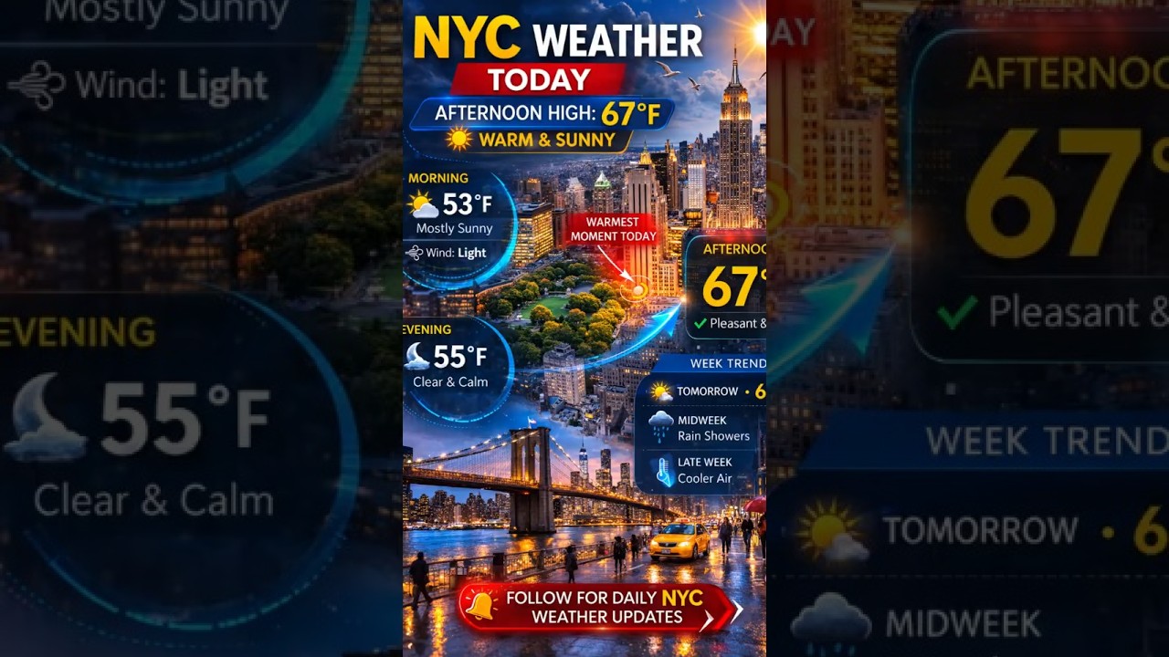 NYC Weather Today 🌡 Warm Afternoon Before Midweek Rain