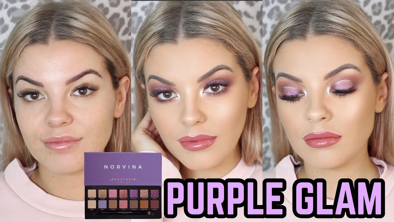PURPLE GLAM MAKEUP TUTORIAL 💜 ABH NORVINA PALETTE 🦄  JASMINE HAND