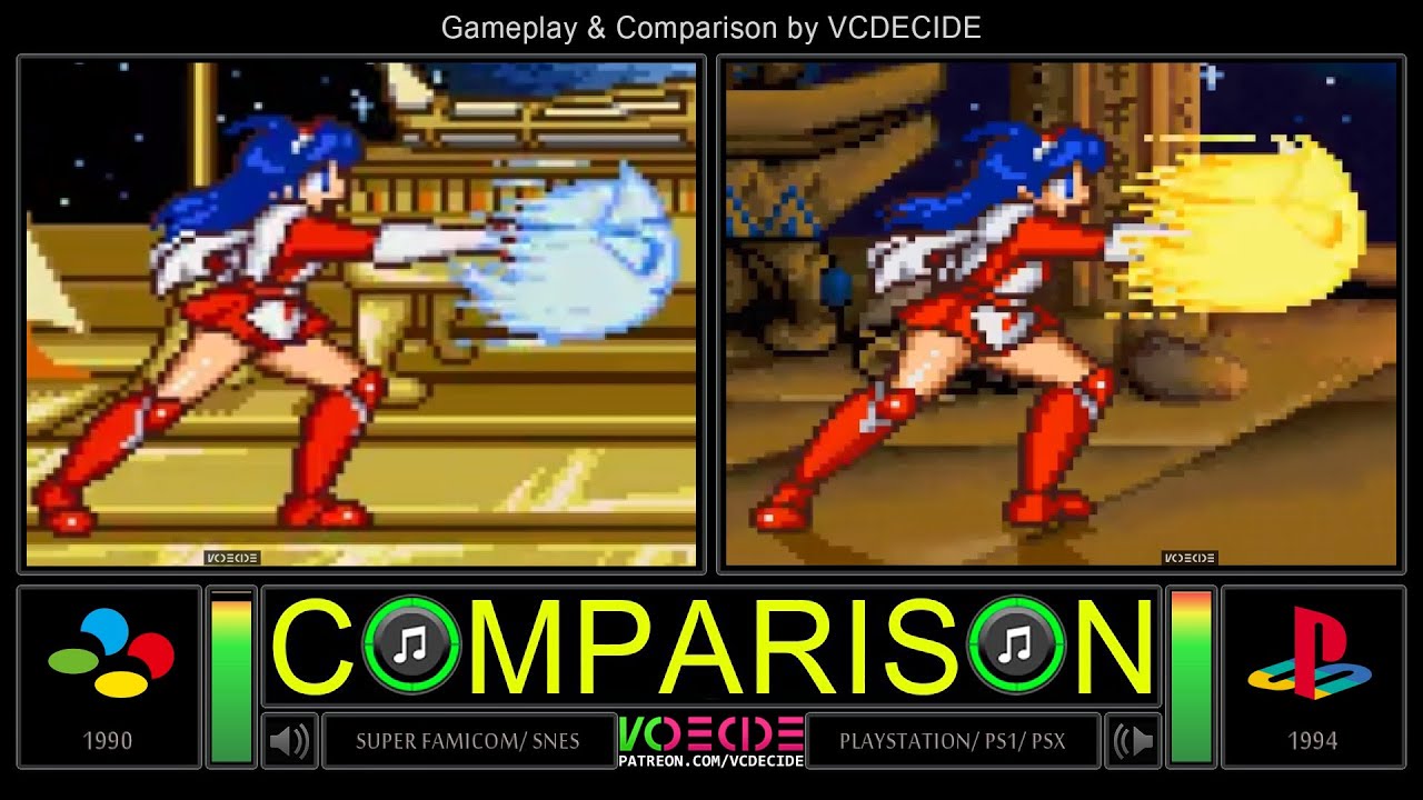SNES vs PlayStation (Makeruna! Makendo 2) Side by Side Comparison - Dual Longplay
