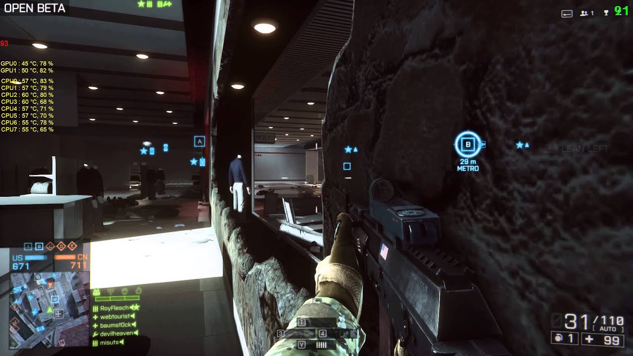 Windows 8 - Battlefield 4 Beta 1080p - Custom Ultra Settings  , SLI 2 x Nvidia 680 ,I7 3770K