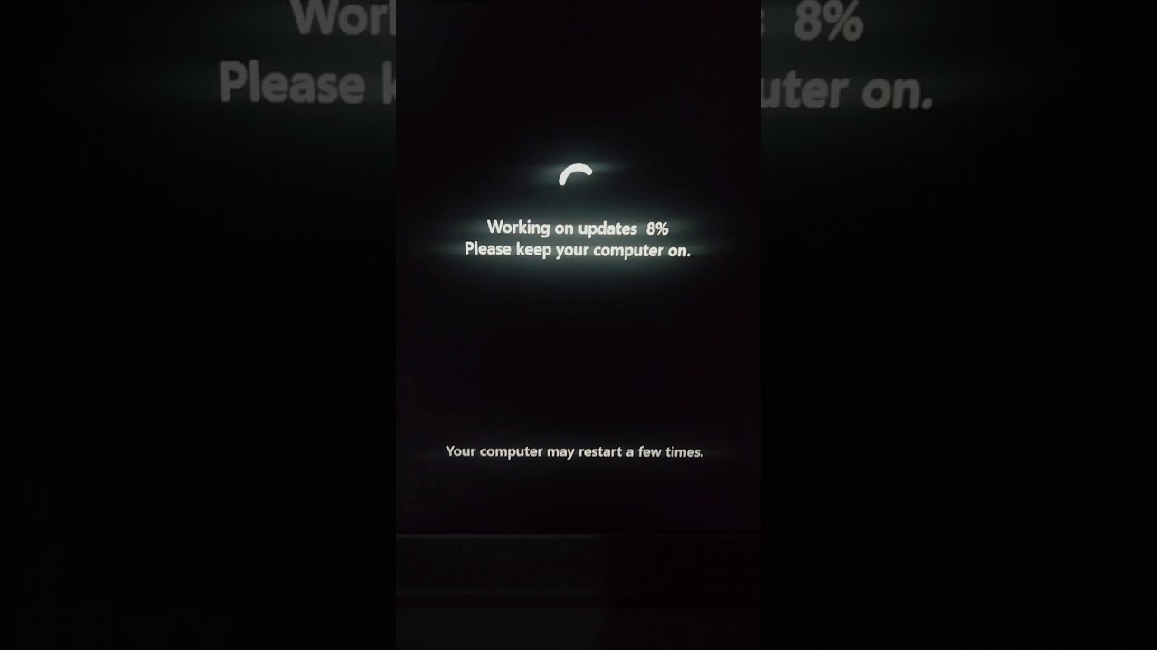 working on update | please keep your computer on | your computer may restart a few times.