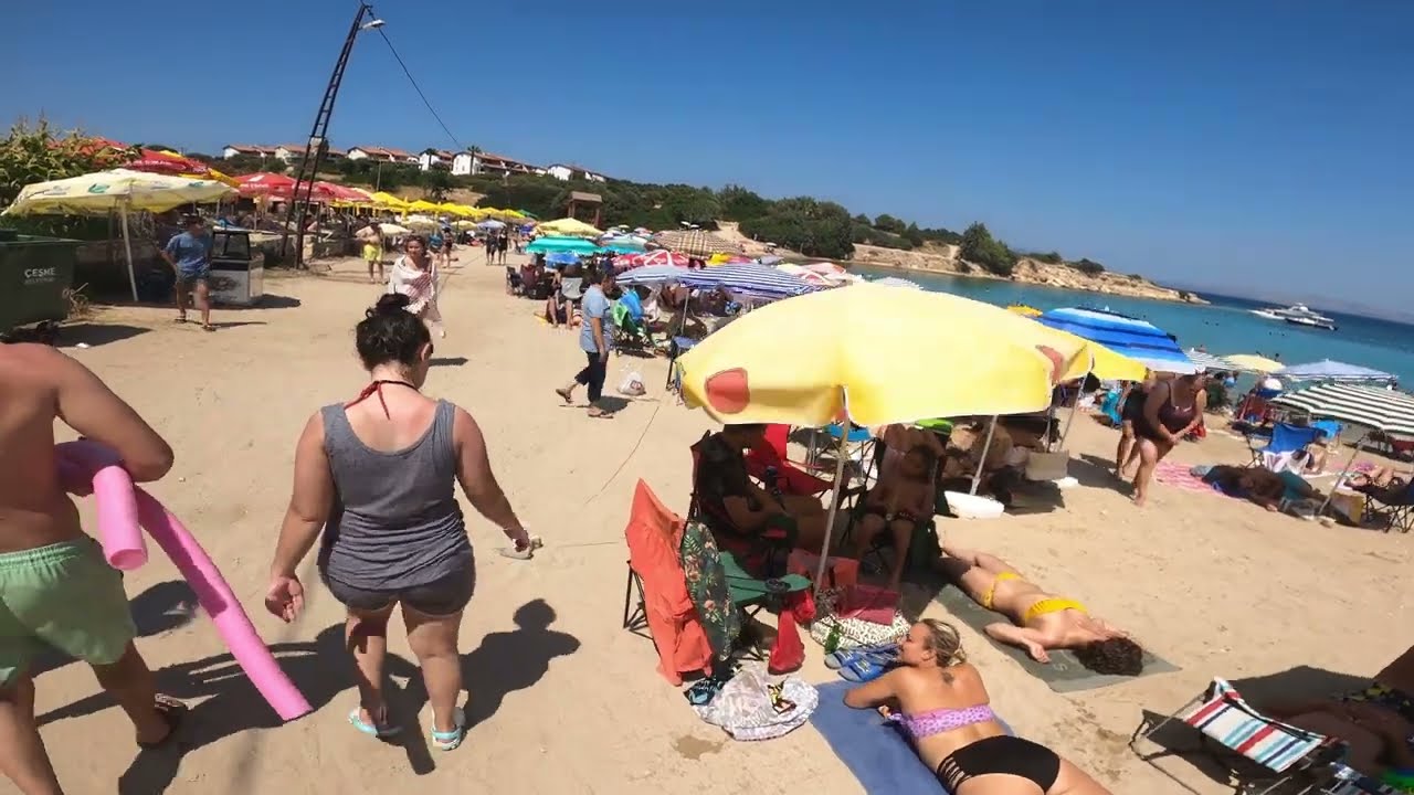 Beach Walking tour, Turkey, Çeşme - 4K