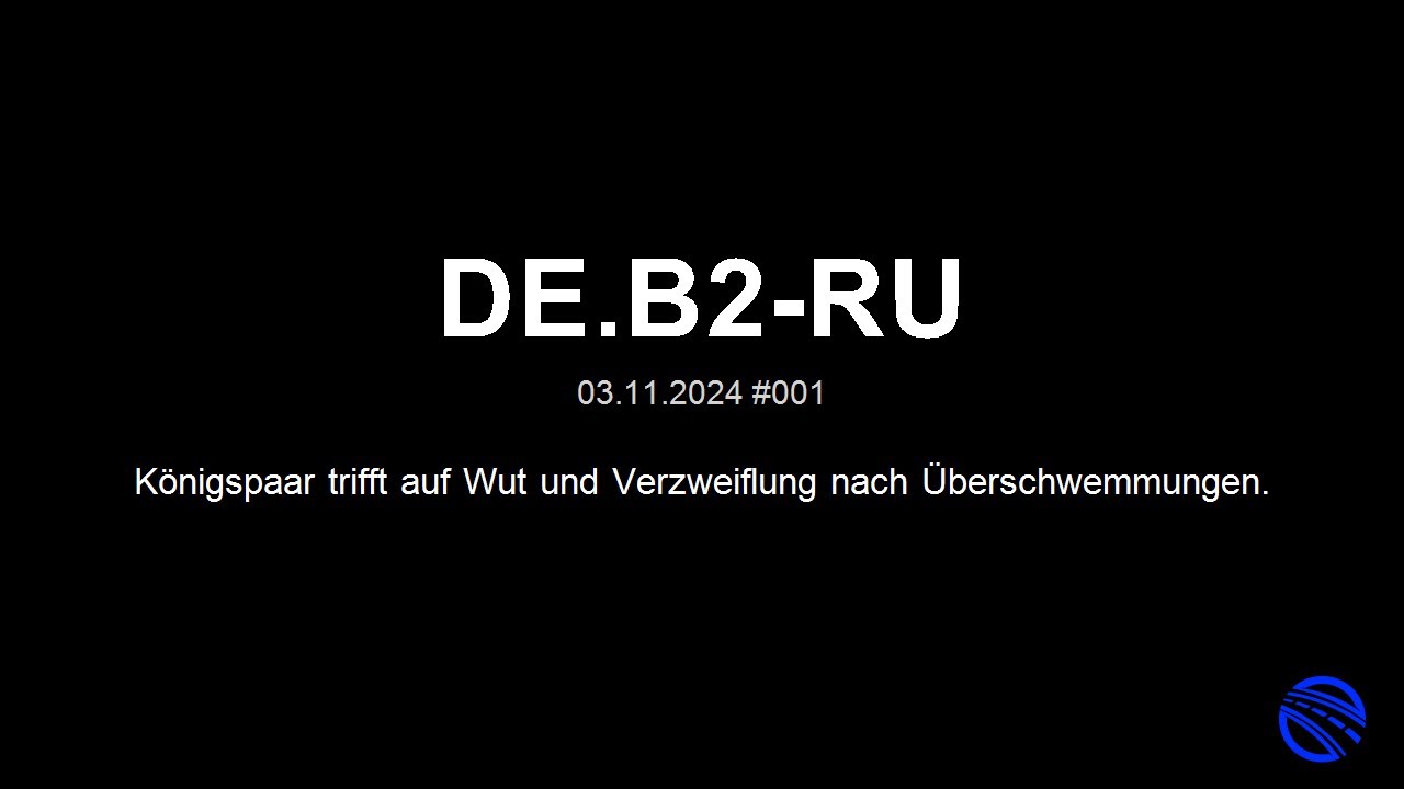 DE.B2-RU: K&ouml;nigspaar trifft auf Wut und Verzweiflung nach &Uuml;berschwemmungen.