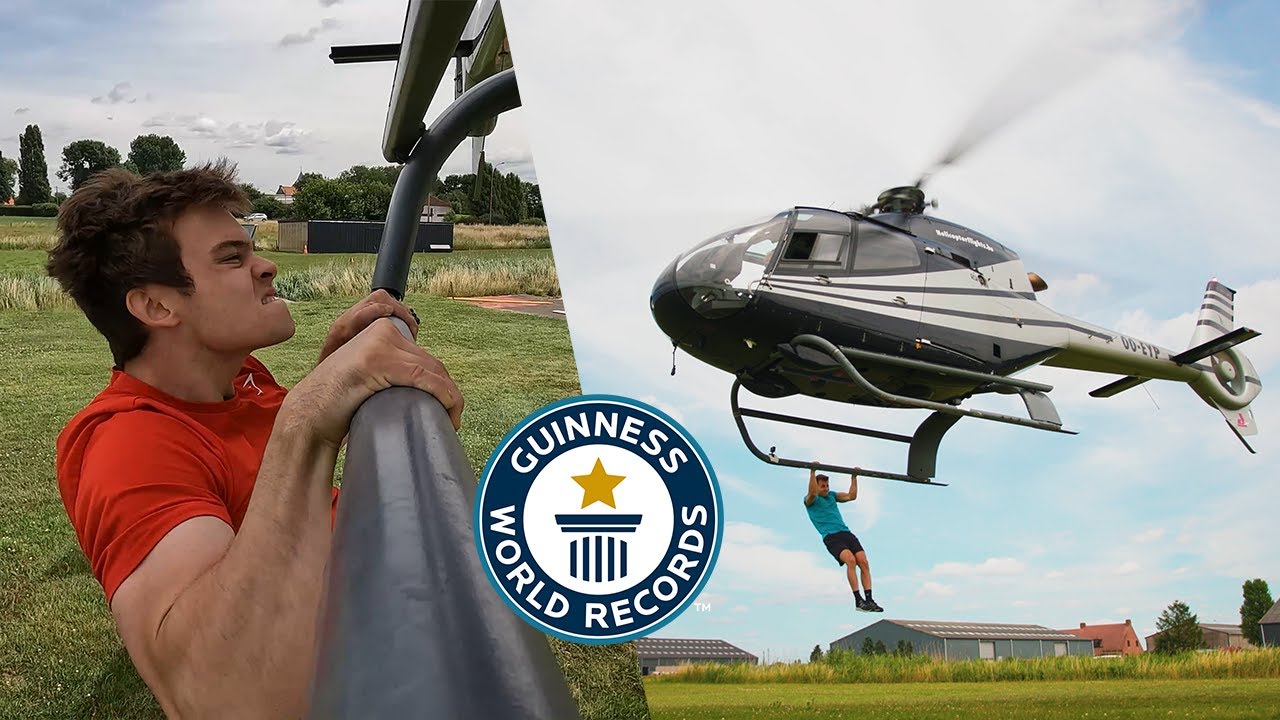 Most Pull Ups From a HELICOPTER - Guinness World Records