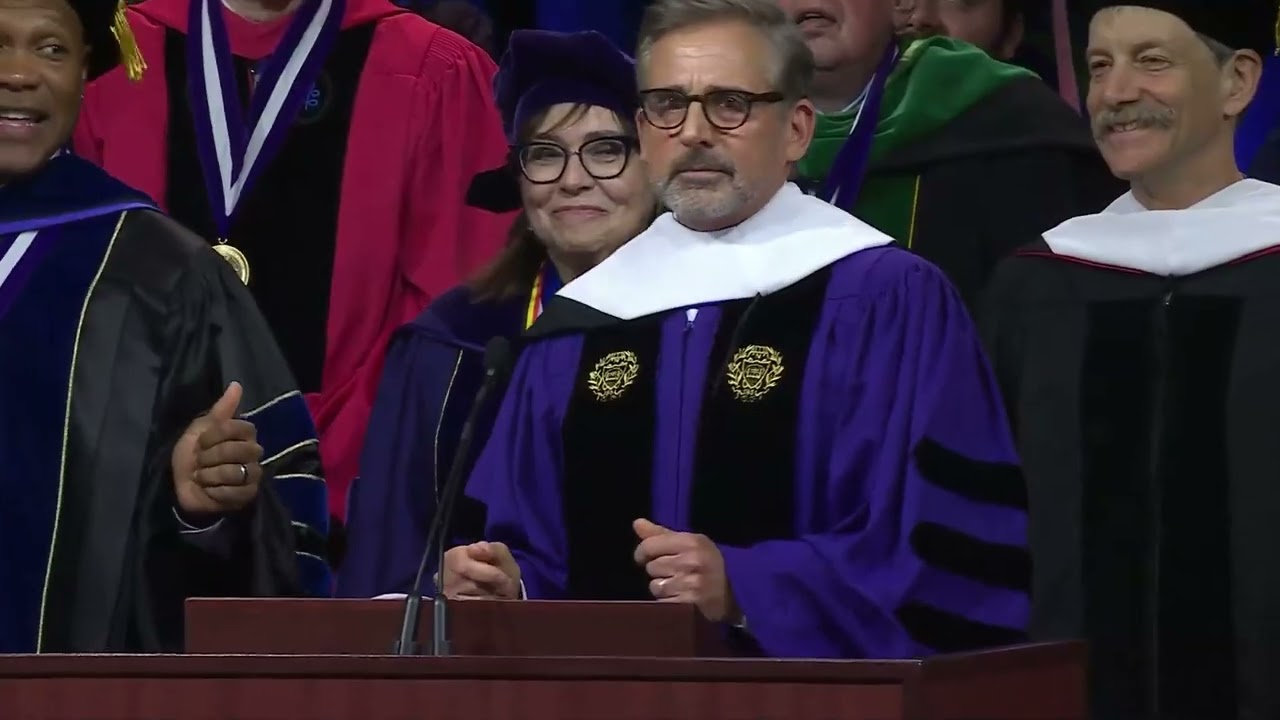 Steve Carell Leads 'Dance Break' at Commencement