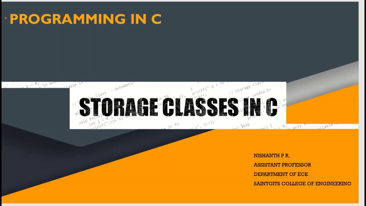 Storage Classes in C 