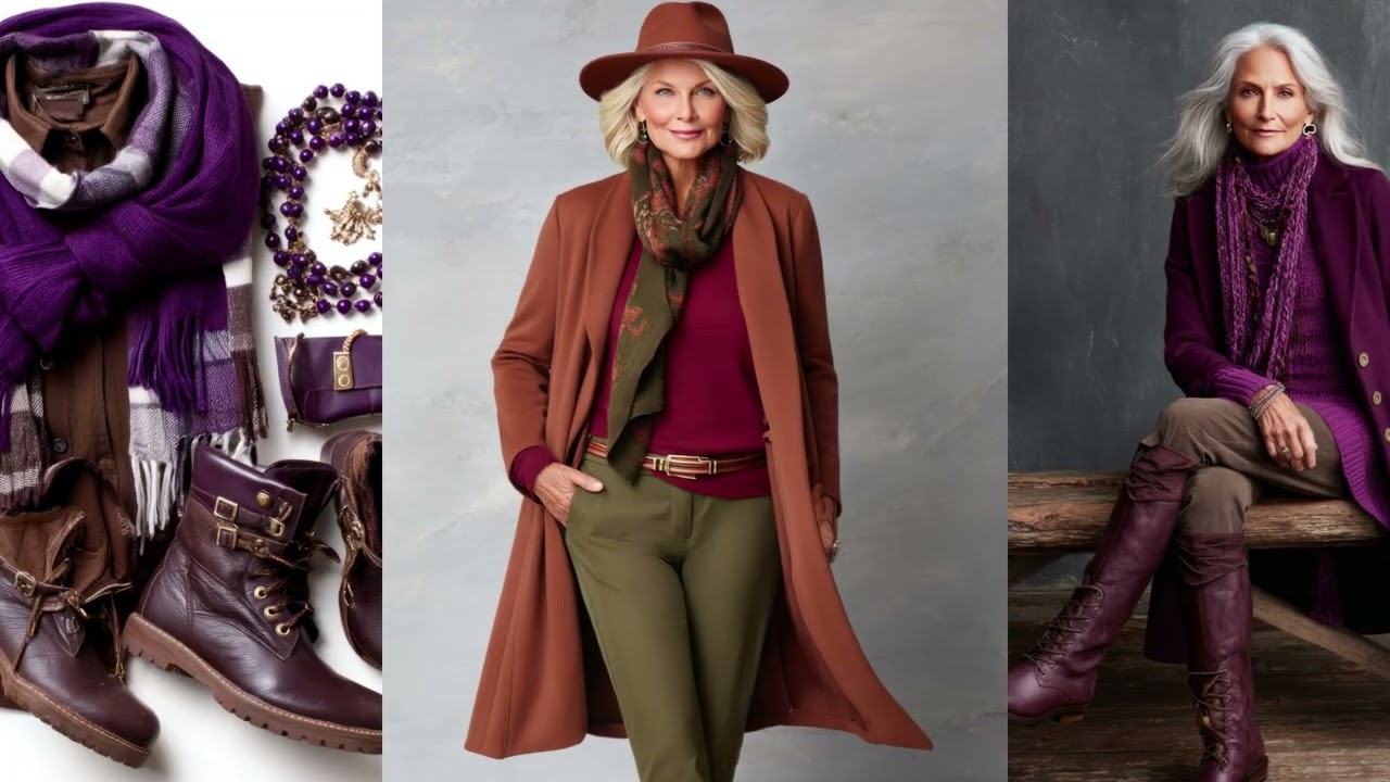 Plum, Olive & Chocolate Brown: Autumn/Early Winter Fashion Trends Color Combos for Women Over 60