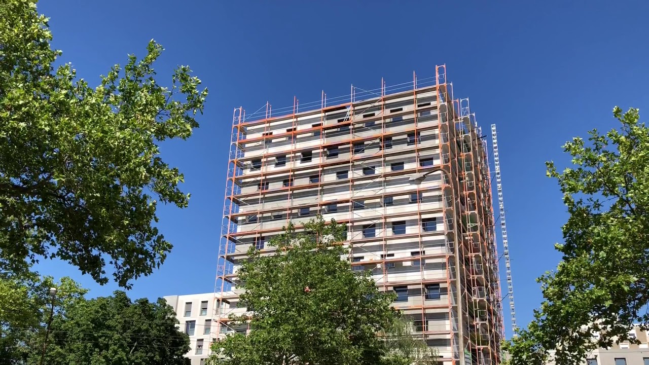 Baustelle Hochhaus Studentenwohnheim Seepark Freiburg Juli 2019