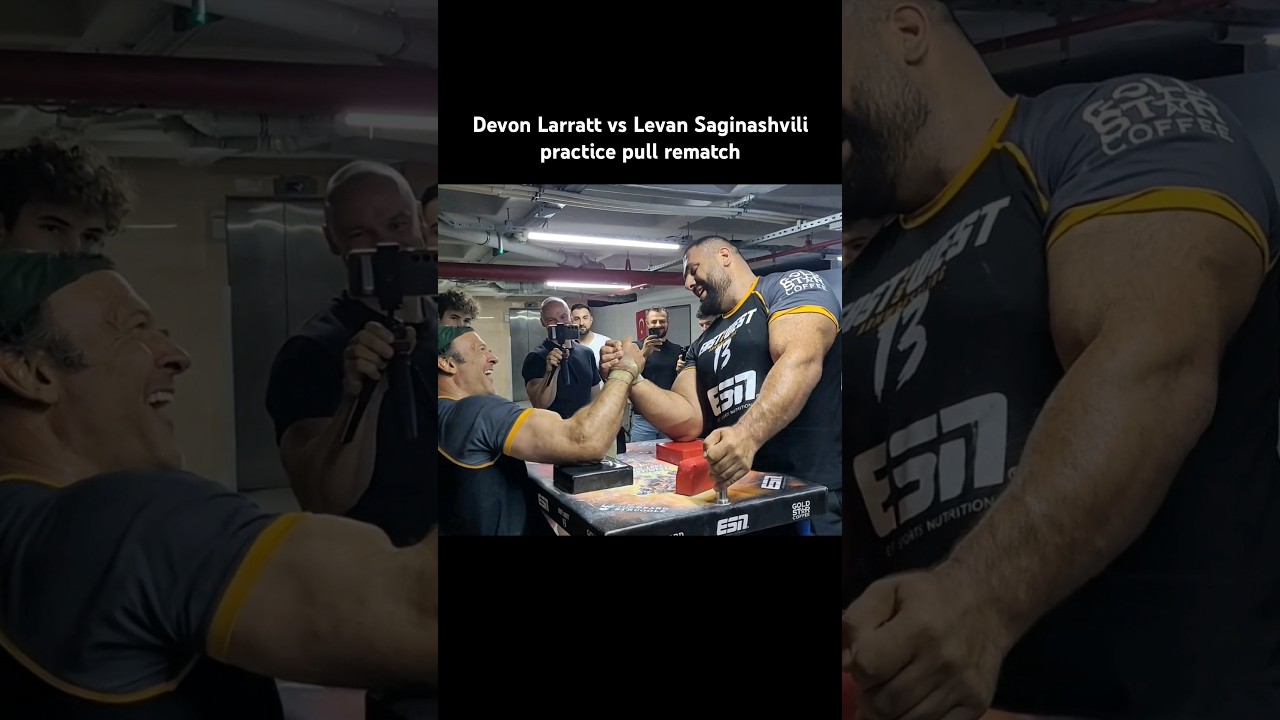 Devon Larratt vs Levan Saginashvili practice pull before East vs West 13 #armwrestling