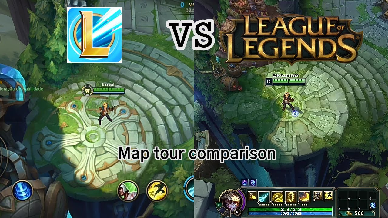 Wild Rift vs LOL tour across the map side by side comparison.