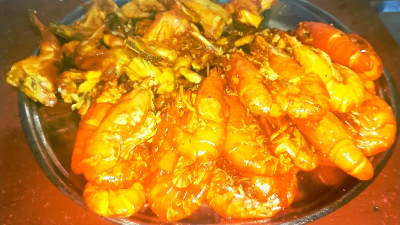 চিংড়ি মাছ ও মুরগির রোস্ট ভুনা রেসিপি || Shrimp, fish and chicken roast recipe.