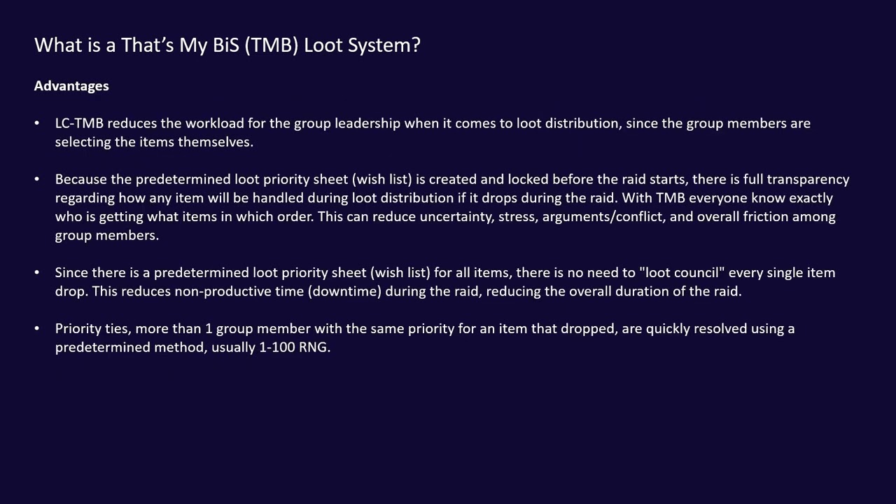 What is a Loot Council - That's My BiS (LC-TMB) Loot System? - WoW Classic Era