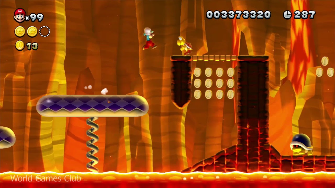 Прохождение New Super Mario Bros U (Wii U) прилив лавы