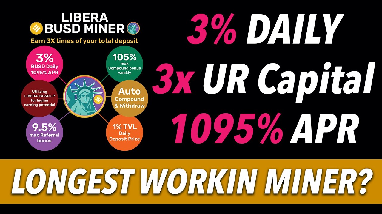 Libera BUSD Miner | Longest Working StableCoin Miner? Earn 3% Daily and 3x Your Deposit