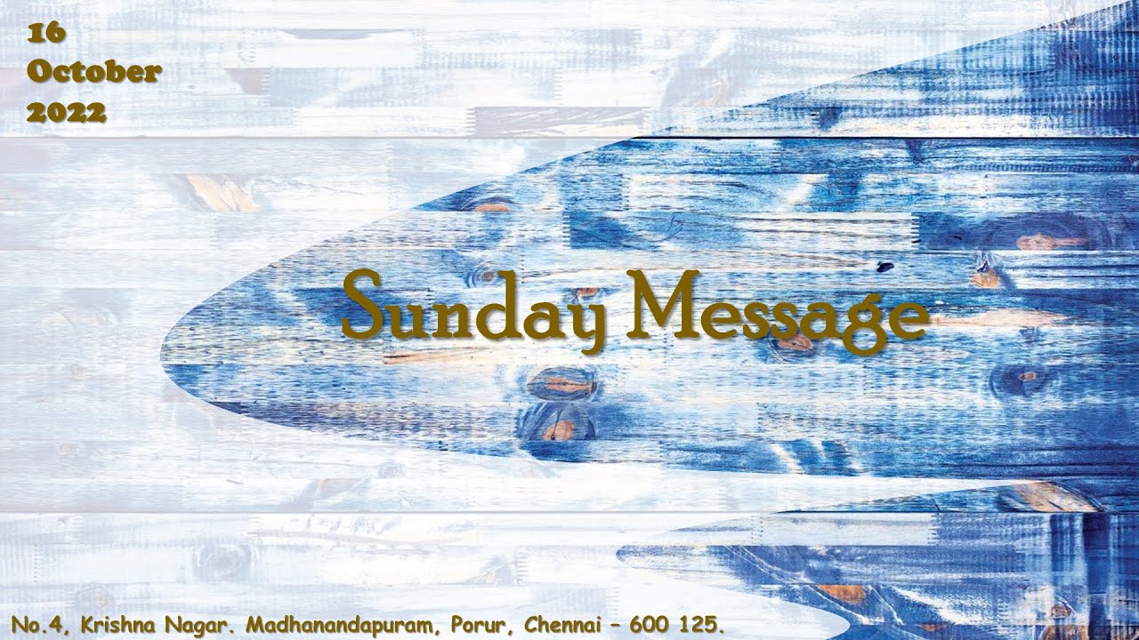 Live I Sunday Message I 16 October 2022