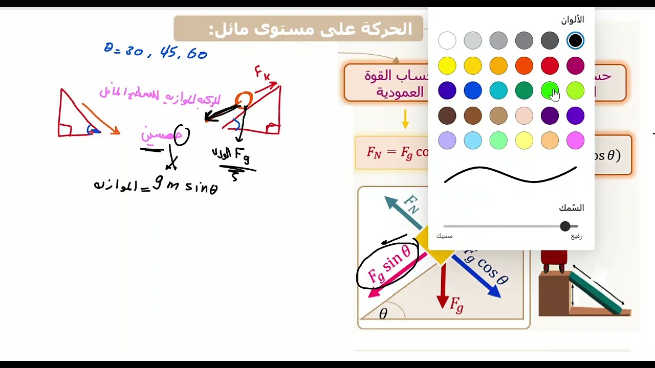 تحصيلي فيزياء | فرح إبراهيم – الأسطح المائلة والسرعة النسبية(الدرس الثامن)