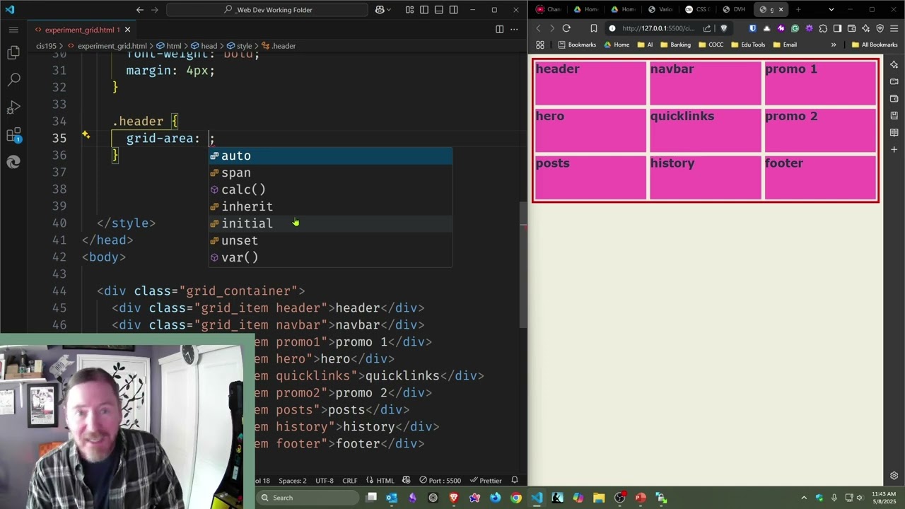 CIS195 | Webpage Layout with CSS Grid Template Areas