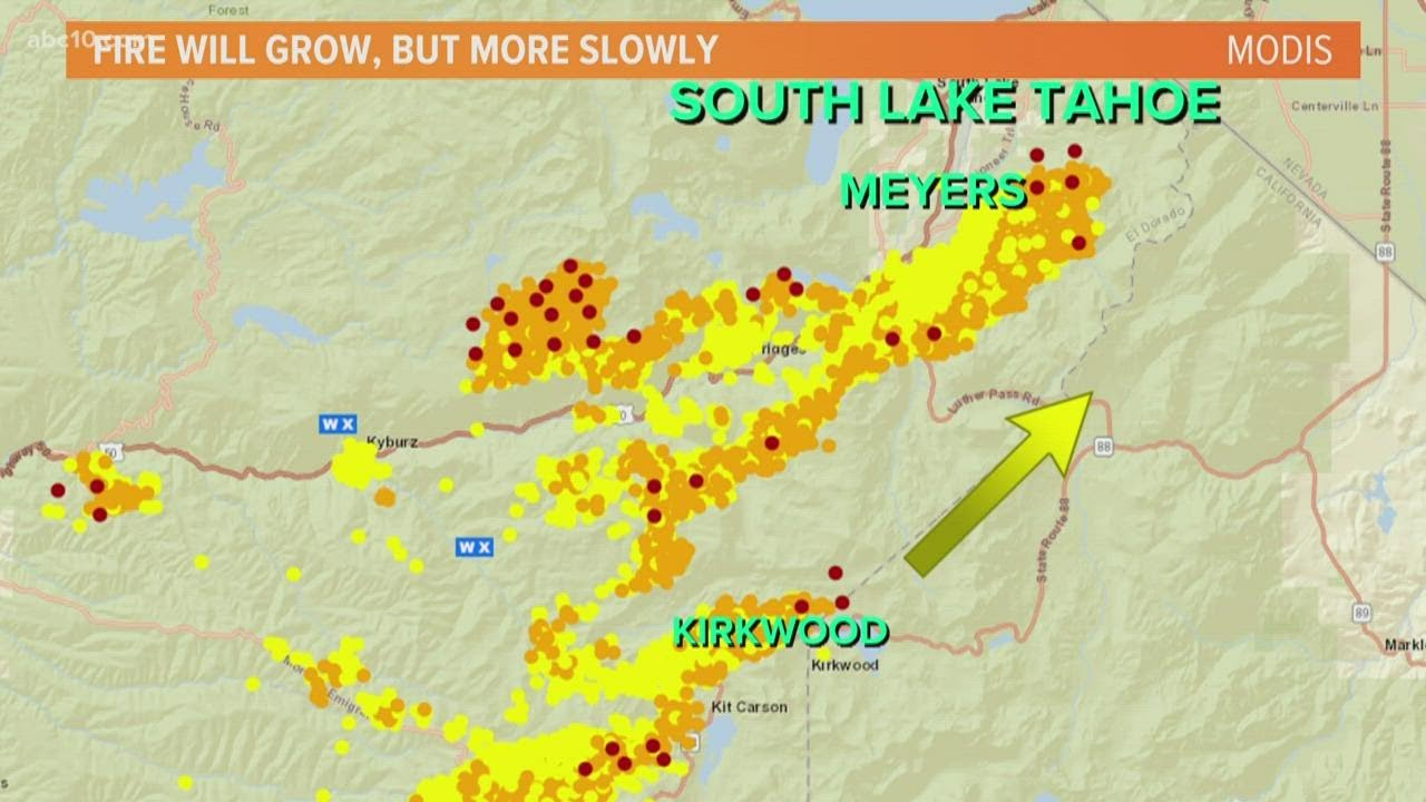What direction is the Caldor Fire heading on Thursday? | Caldor Fire Maps
