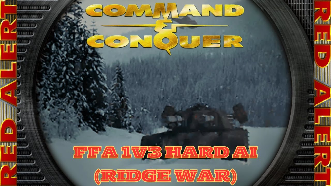 Command And Conquer Red Alert Skirmish FFA 1V3 Hard (Ridge War) RTS Allied Gameplay PC