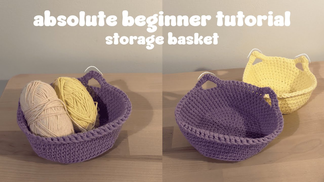 how to crochet easy cat-ear basket  | crochet storage basket for beginners | step by step tutorial