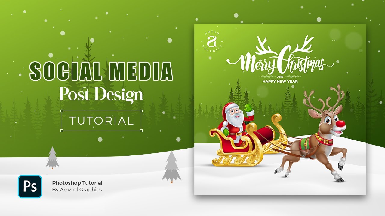 Merry Christmas Social Media Post Design in Photoshop | Photoshop Tutorial
