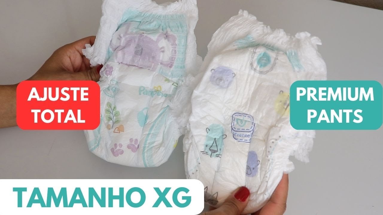 COMPARAÇÃO PAMPERS AJUSTE TOTAL X PANTS PREMIUM (tamanho XG)