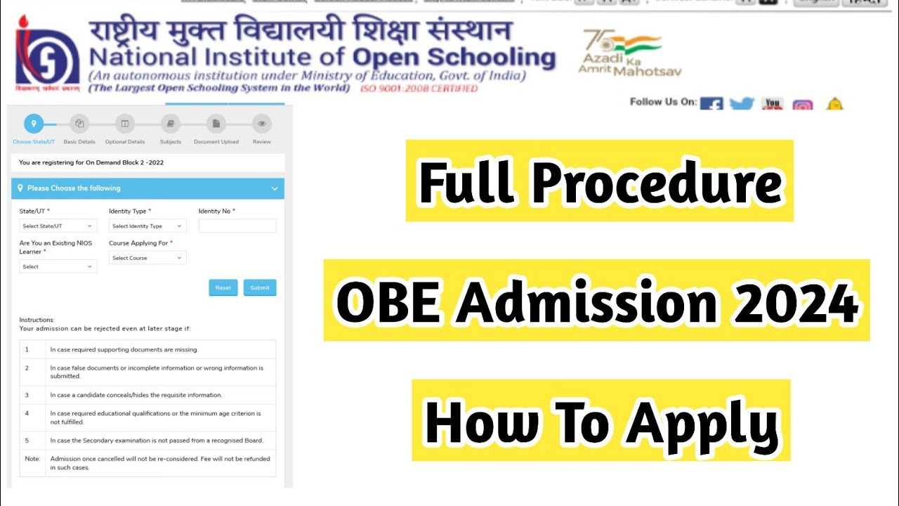 How To Apply For Nios OBE Admission | Task Is Helping (NIOS) #nios #notification #admission