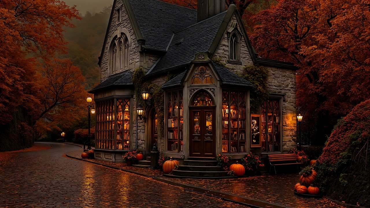 A Candlelit Caf&eacute; Lost in the Autumn Woods | Dark Academia Piano for Reading & Study