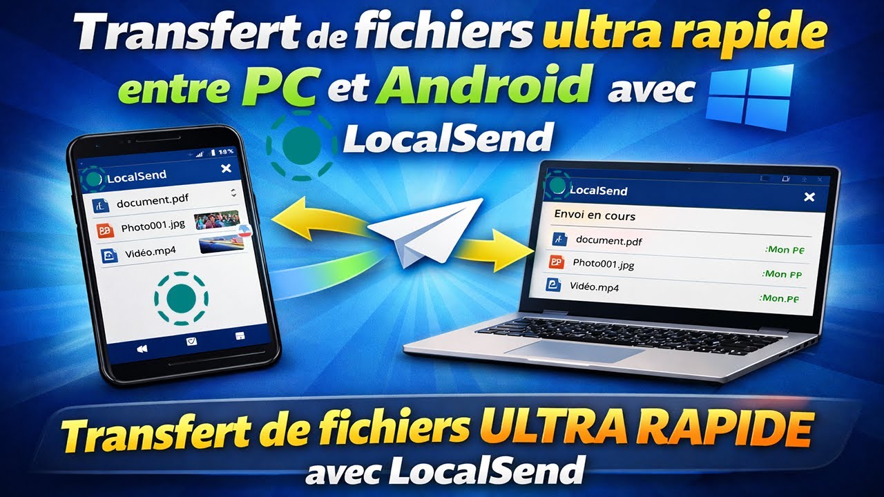 Transfert de fichiers ULTRA RAPIDE entre PC et Android avec LocalSend Sans Internet