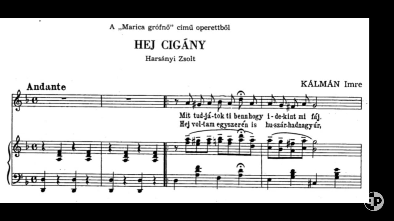 Hej cigány (Marica grófnő) – piano accompaniment for singers