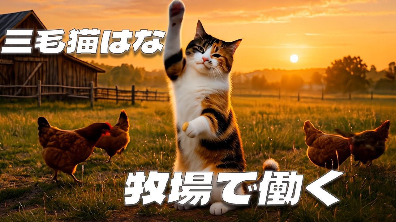 【はたらくねこ】三毛猫はな牧場で働く！🐄🥛