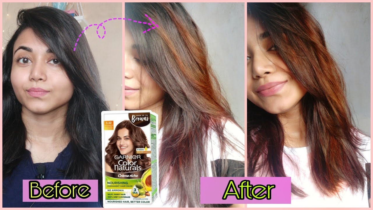 Garnier Color Naturals Hair Color shade 5.32 Caramel brown | Application method &  Review
