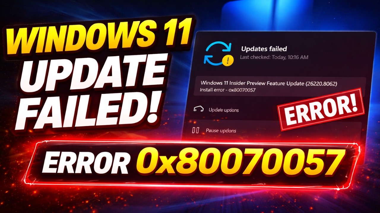 Windows 11 Insider Build 26220.8062 Not Installing? Fix Error 0x80070057
