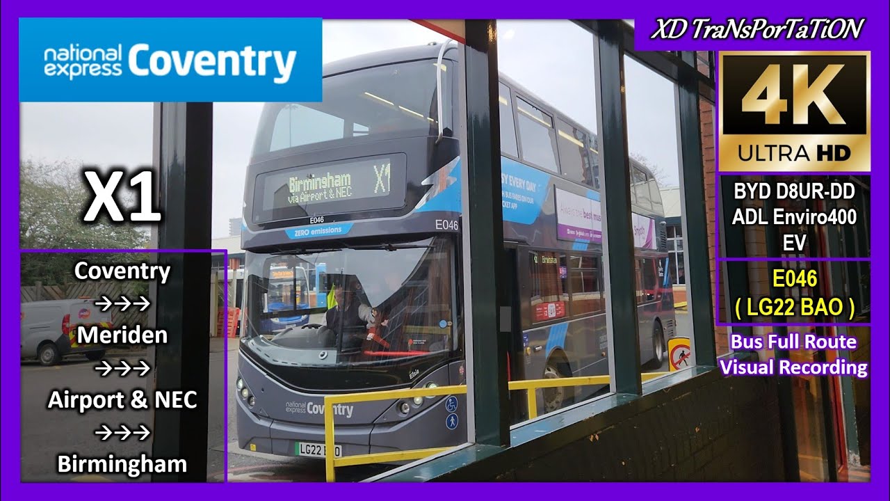[National Express Coventry] X1 ~ Coventry, Pool Meadow ➝ Birmingham Moor Street Station【4K UW】