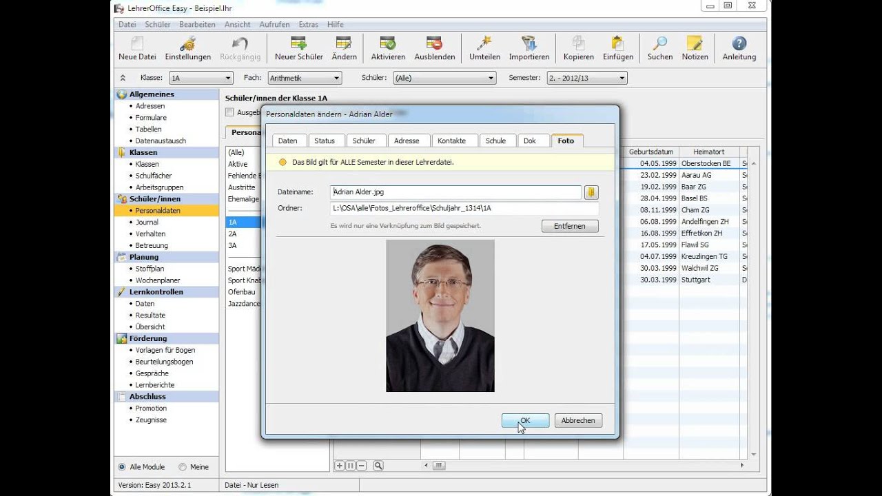 Lehreroffice Fotoliste