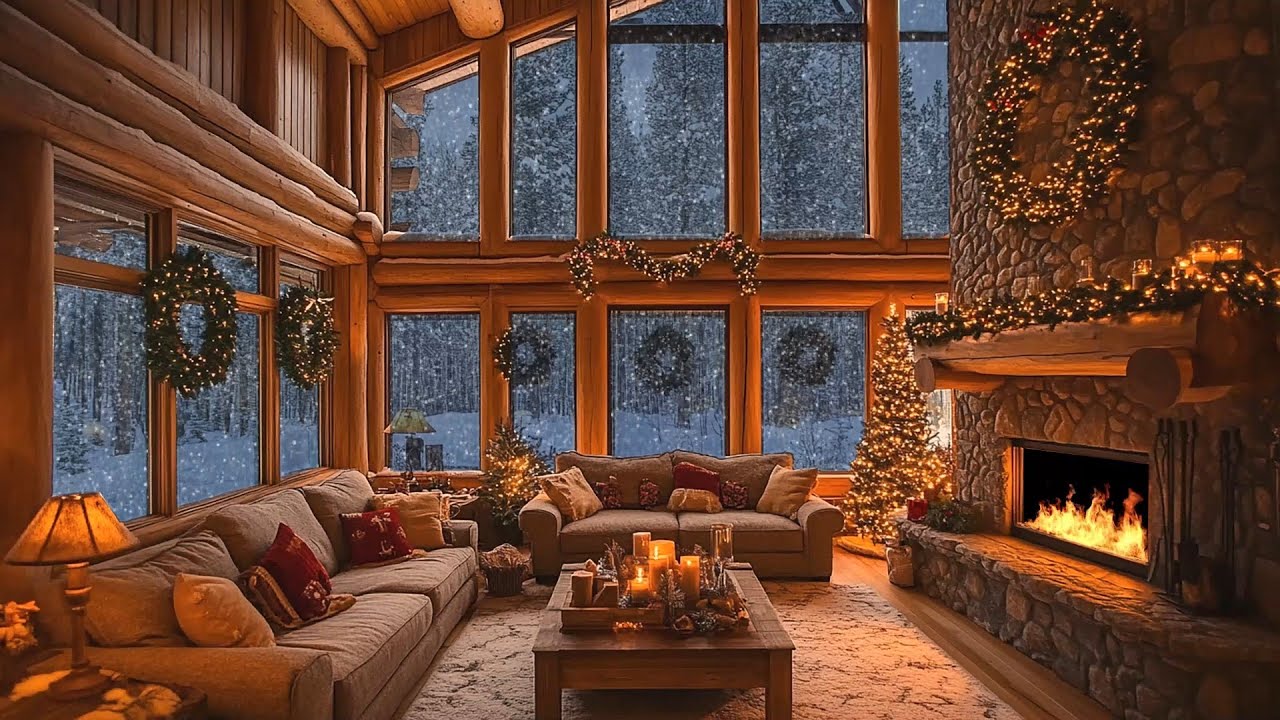 Christmas Jazz by the Fireplace 🎷🔥 | Cozy Snowy Night Holiday Ambience