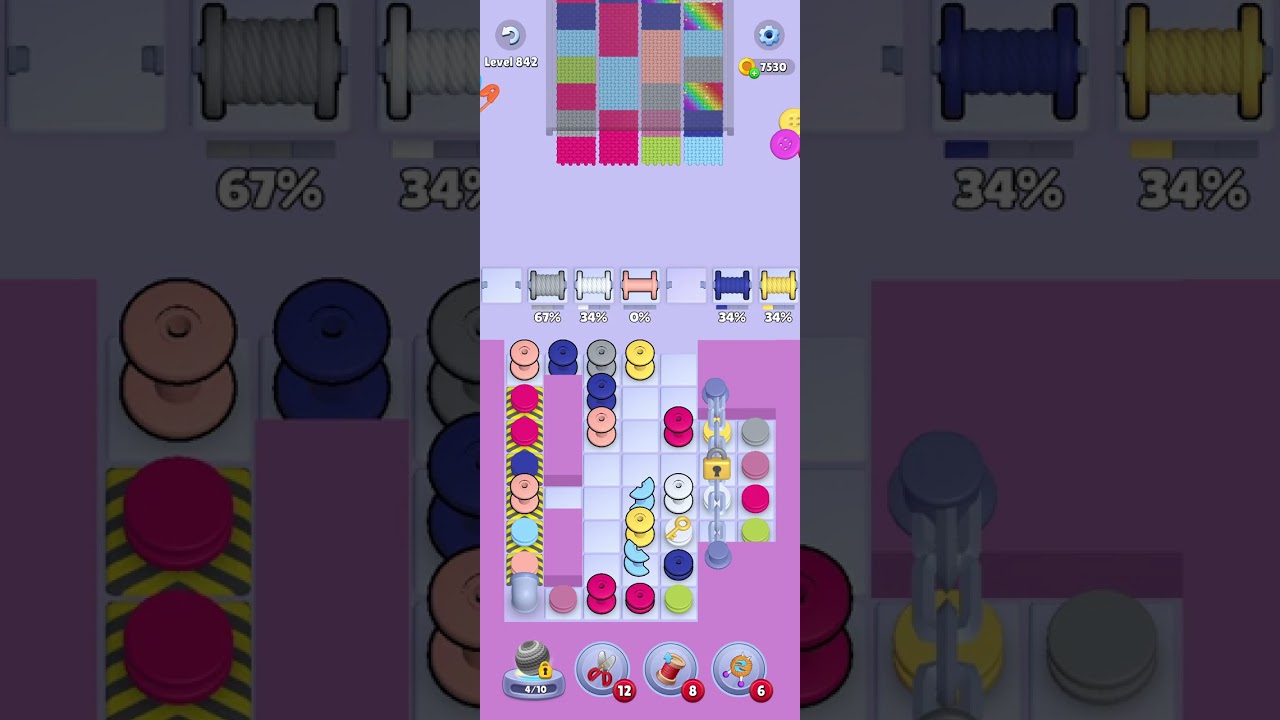 Knit Out Level 842 Solution #knitoutpuzzlegame #knitout #knitoutlevel #knitoutgame #level842
