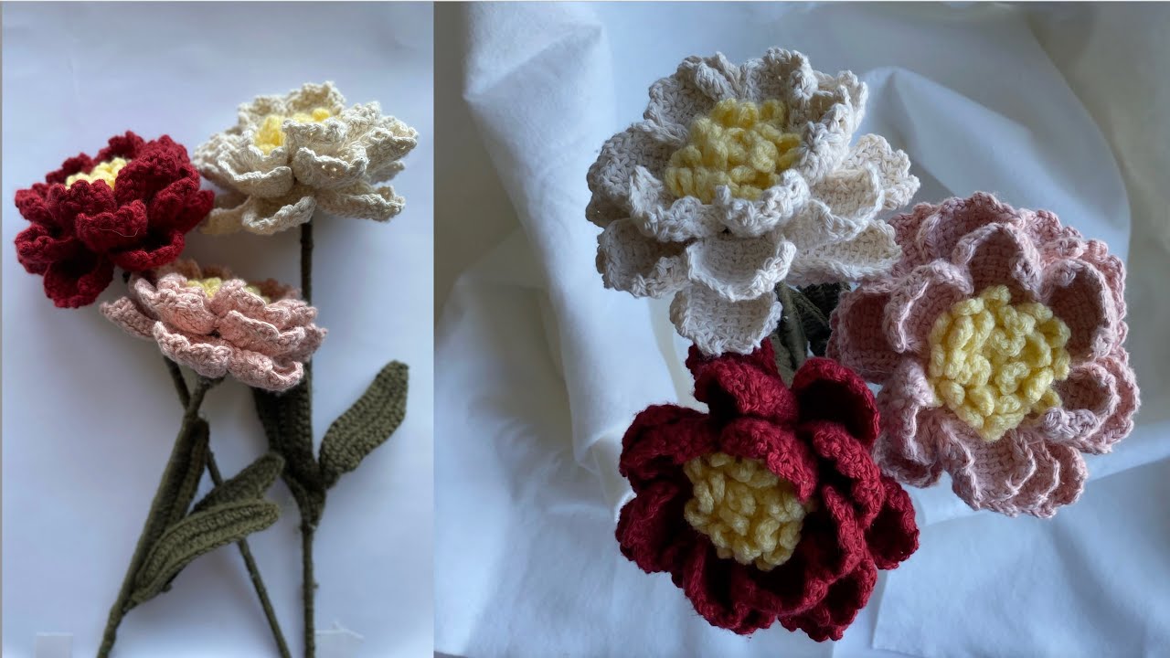 How to crochet peony flower/ Mother's Day handmade gift ideas/ DIY 
